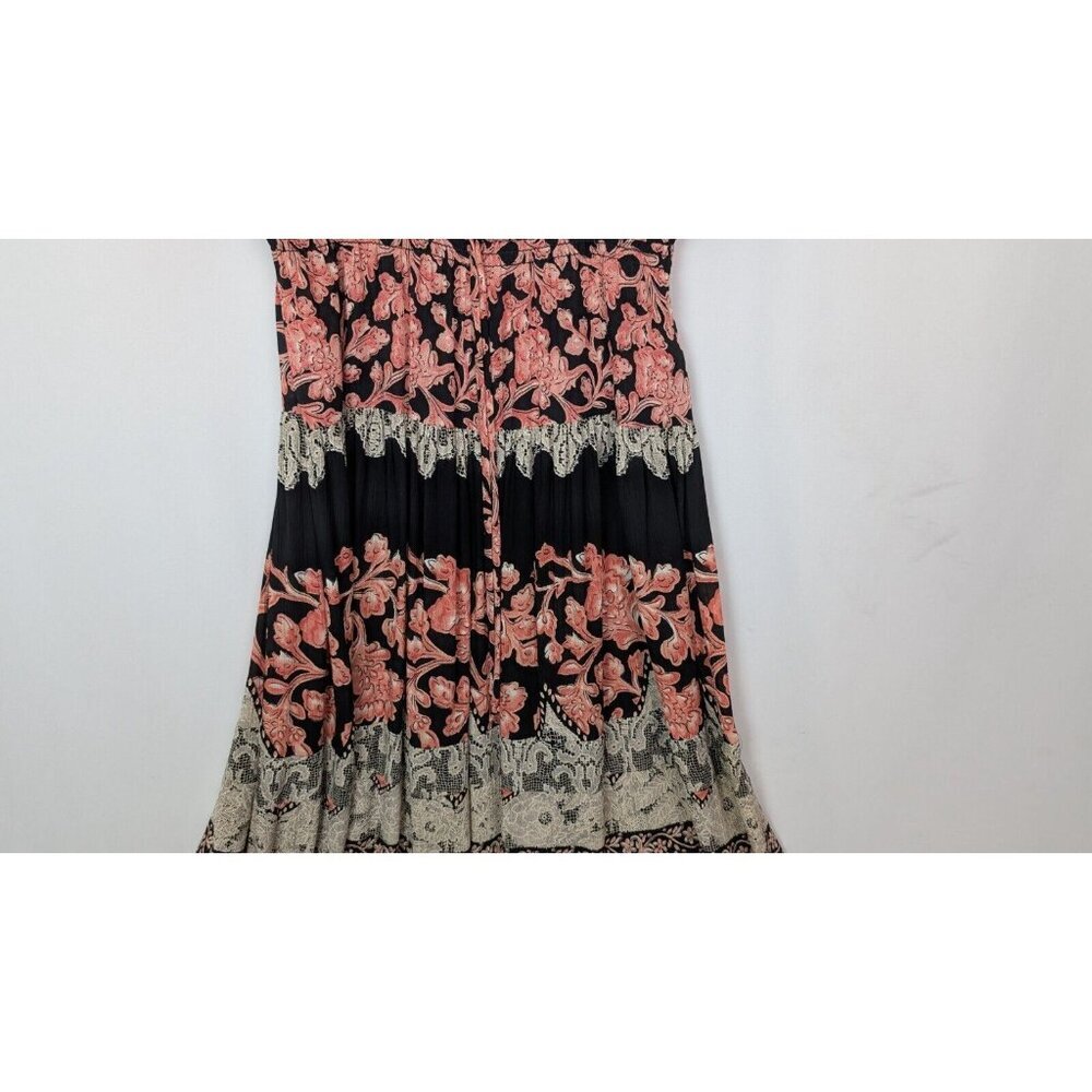Vintage 90 Y2K Carol Little 12 Maxi Dress Patchwork Floral Tie Front Bohemian - Picture 5 of 14